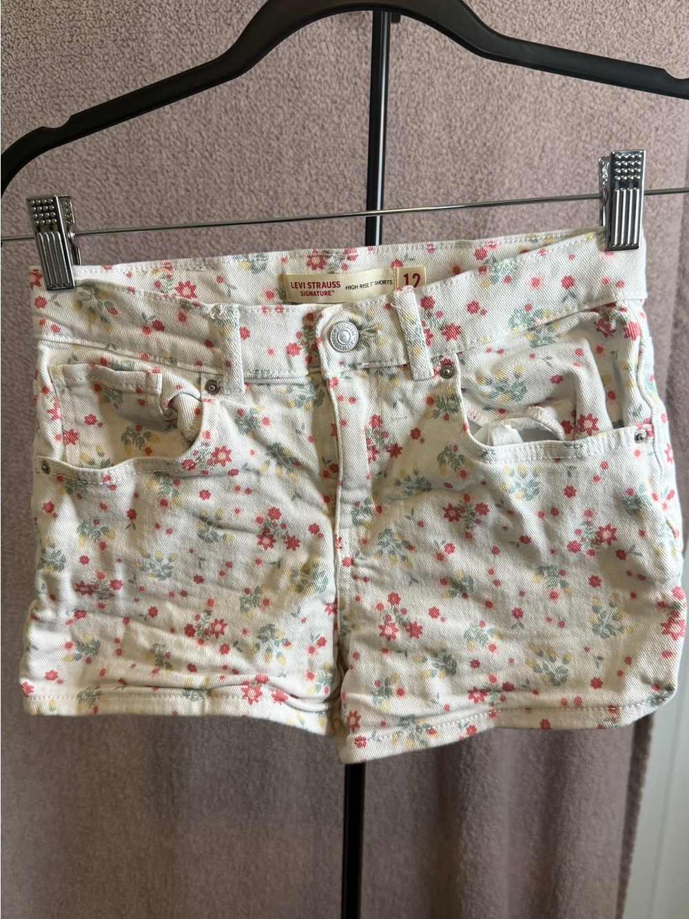 Levi's White Denim Floral Print kids Shorts